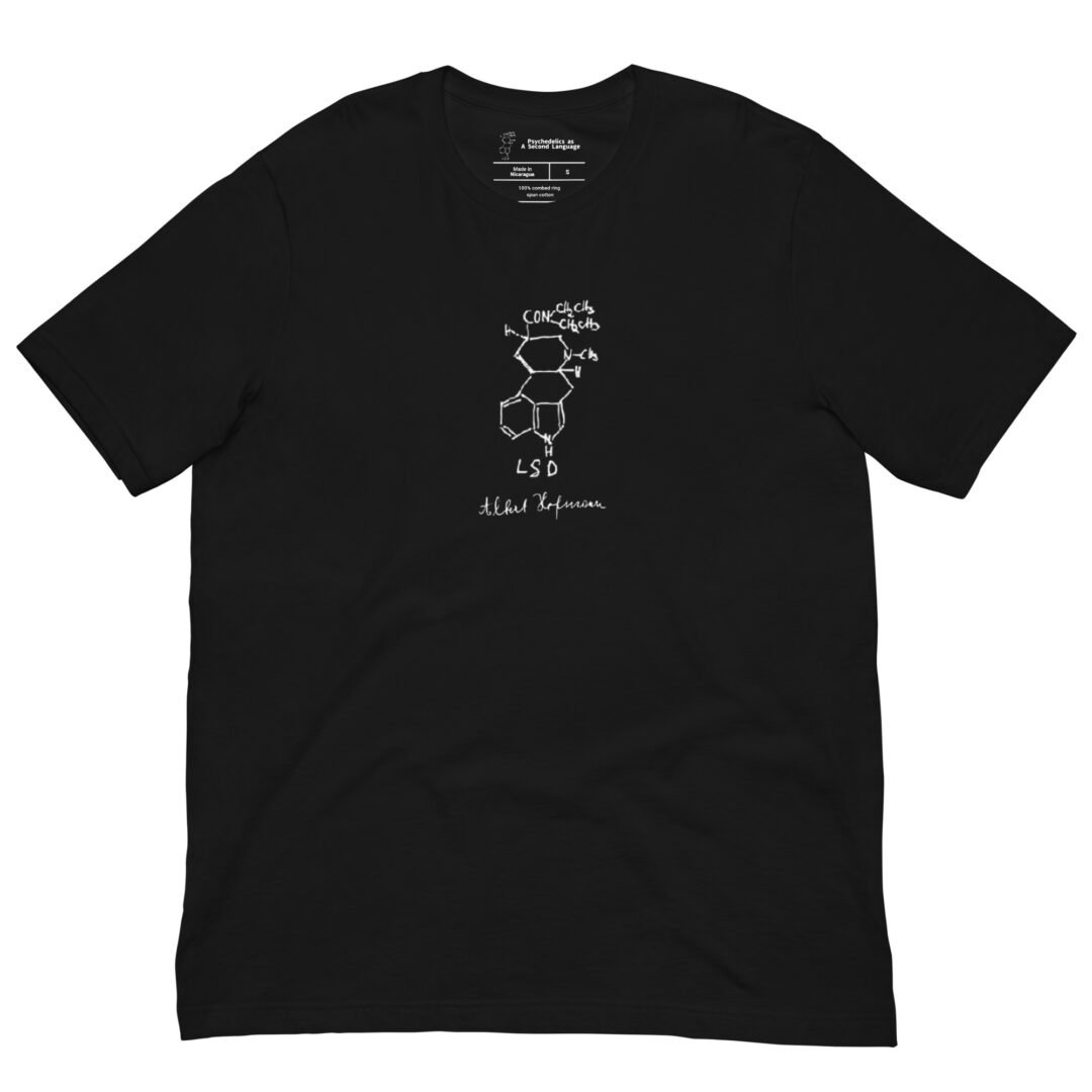 LSD Molecule Handwritten by Albert Hofmann Unisex t-shirt - Image 2