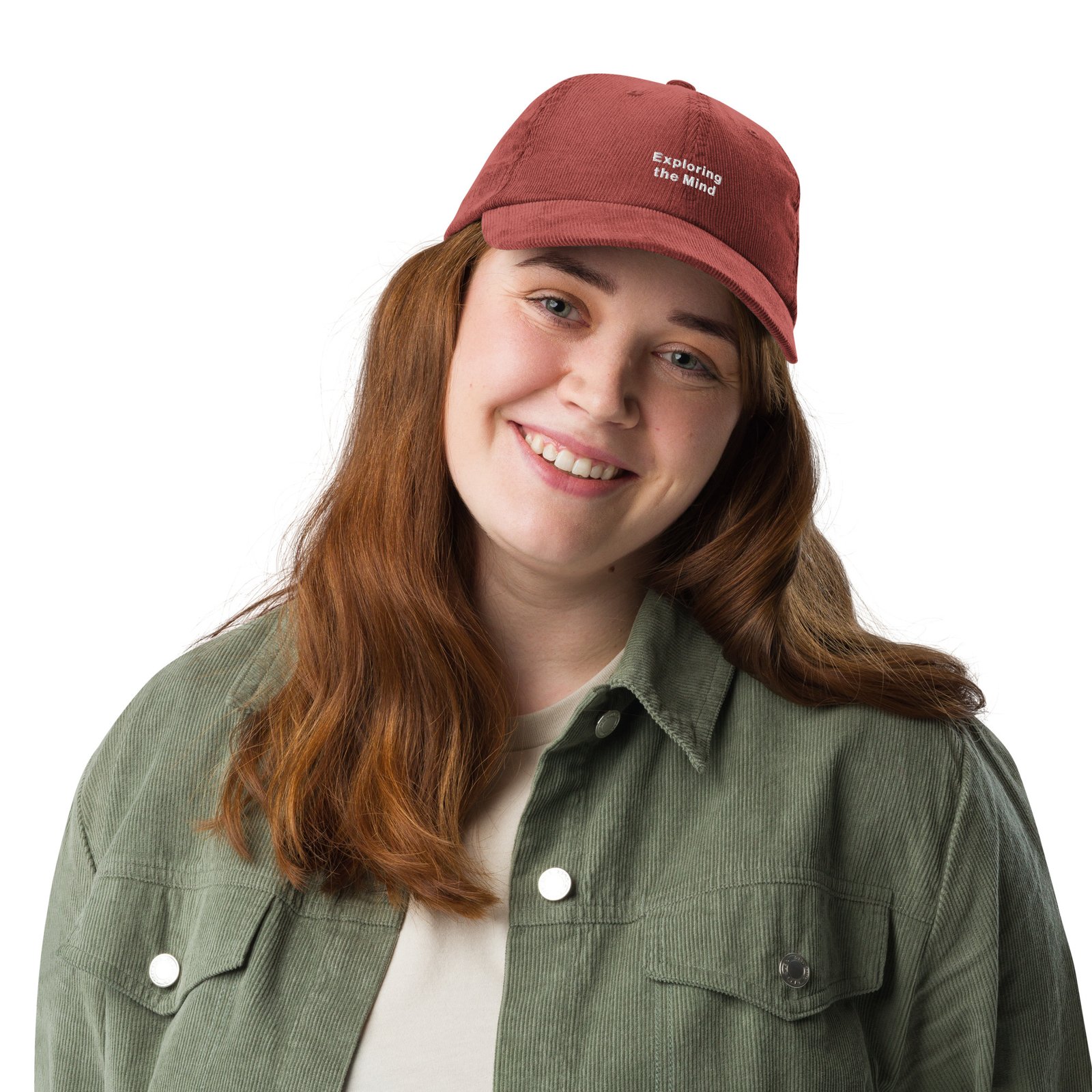 Exploring the Mind Embroidered Vintage corduroy cap - Image 3